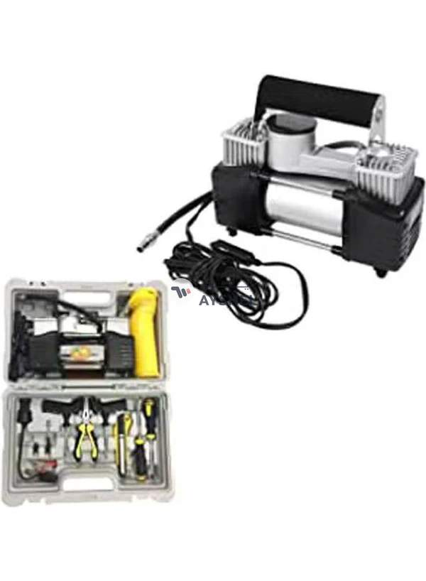 Generic Car 2 Cylinder Air Compressor With Tool Kit 12V