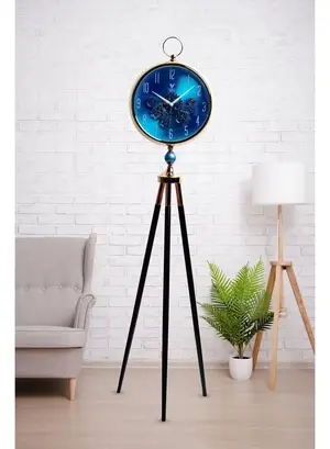 Vogue Venue Premium Vintage Tripod Floor Clock | Adjustable Wooden Stand | Antique Style Decorative Standing Clock for Living Room, Office & Home Décor