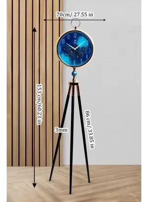 Vogue Venue Premium Vintage Tripod Floor Clock | Adjustable Wooden Stand | Antique Style Decorative Standing Clock for Living Room, Office & Home Décor