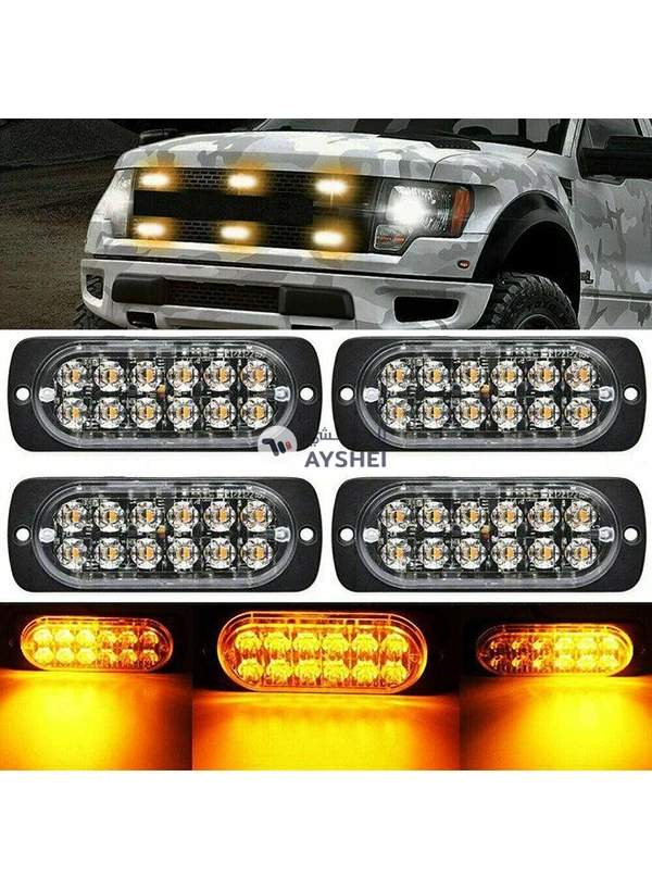 Generic 4-Piece Amber Hazard Beacon Emergency Light With Mounting Accessories