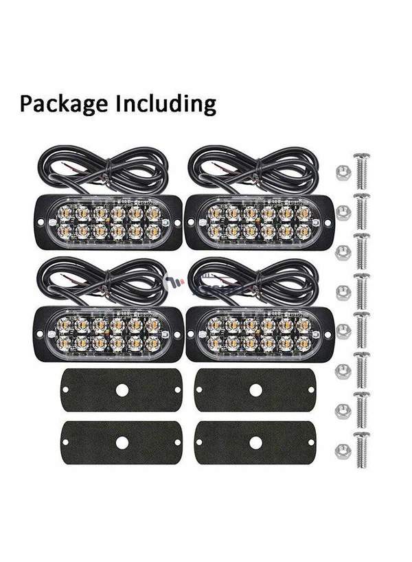 Generic 4-Piece Amber Hazard Beacon Emergency Light With Mounting Accessories