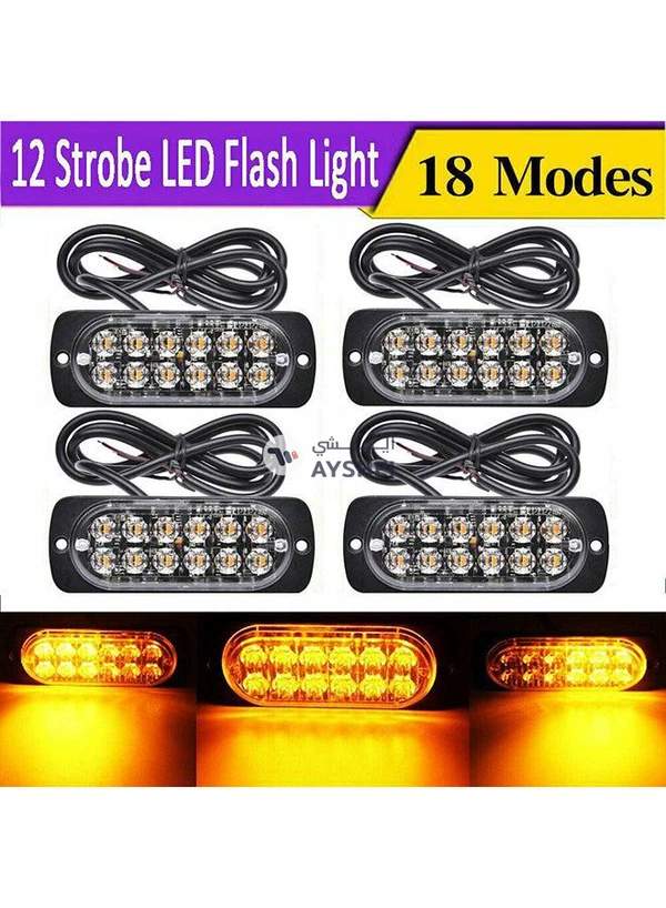 Generic 4-Piece Amber Hazard Beacon Emergency Light With Mounting Accessories