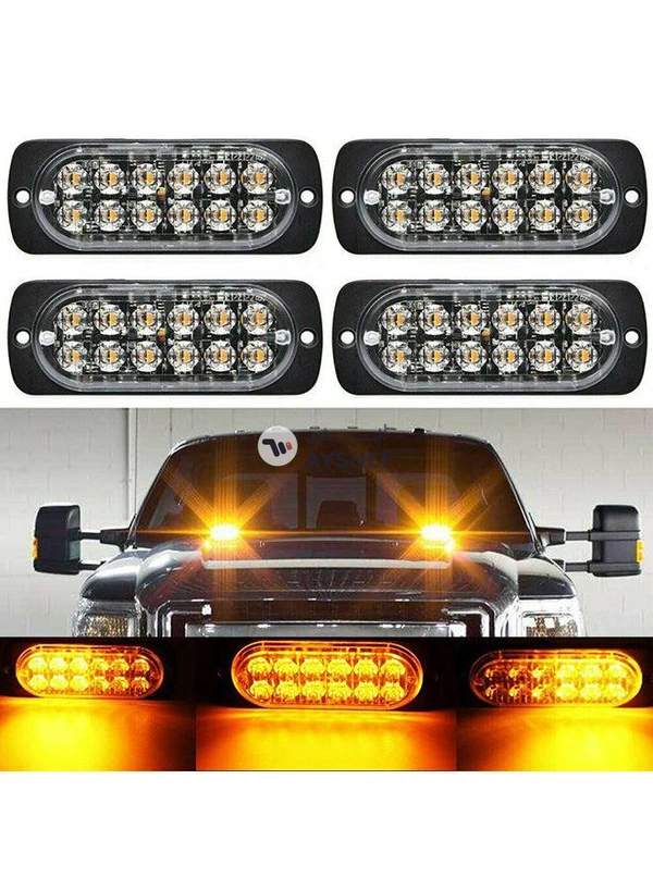 Generic 4-Piece Amber Hazard Beacon Emergency Light With Mounting Accessories