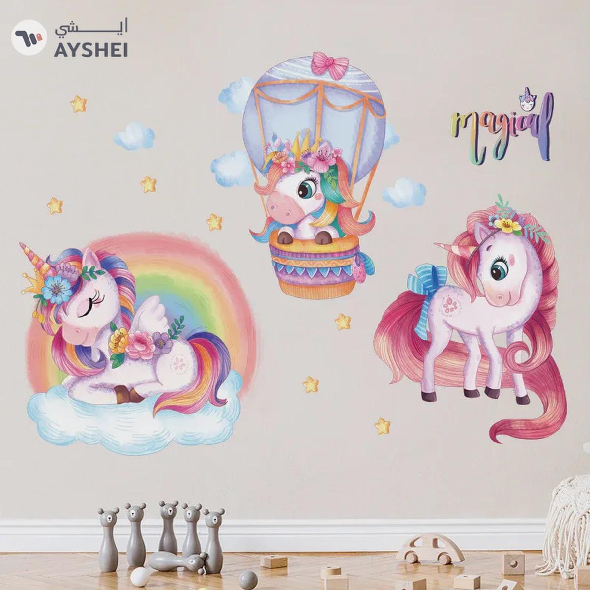 Babyqlo Rainbow Unicorns Wall Sticker For Kids Room-1-portrait