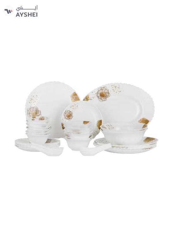Delcasa 33 Piece Opalware Dinner Set DC3709 Includes Oval Plate, Dinner and Flat Plates, Salad Bowls and Soup Spoons