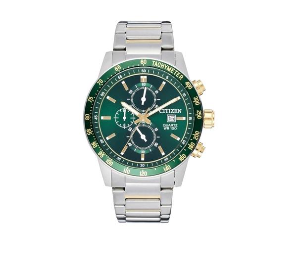 Citizen Chronograph Quartz Green Dial Stainless Steel Men's Watch AN3689-55X