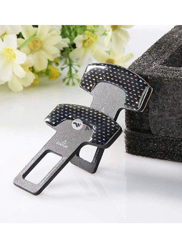 Generic 2 Pieces Carbon Fiber Safety Seat Belt Buckle Plug