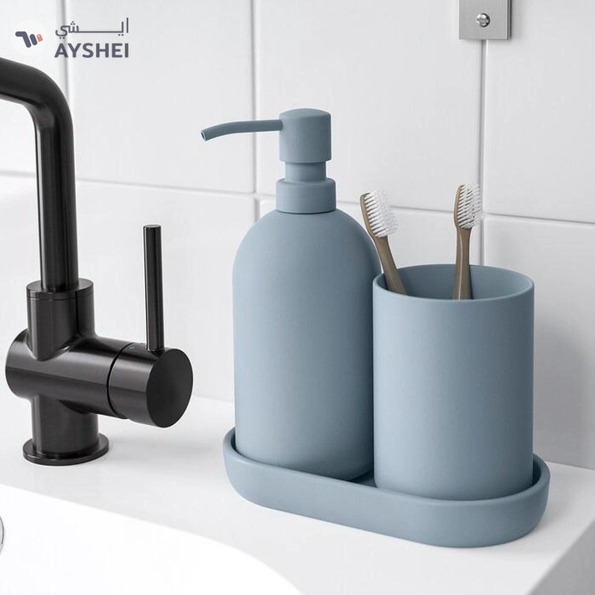 GANSJÖN 3-piece bathroom set, light grey-blue-0-portrait