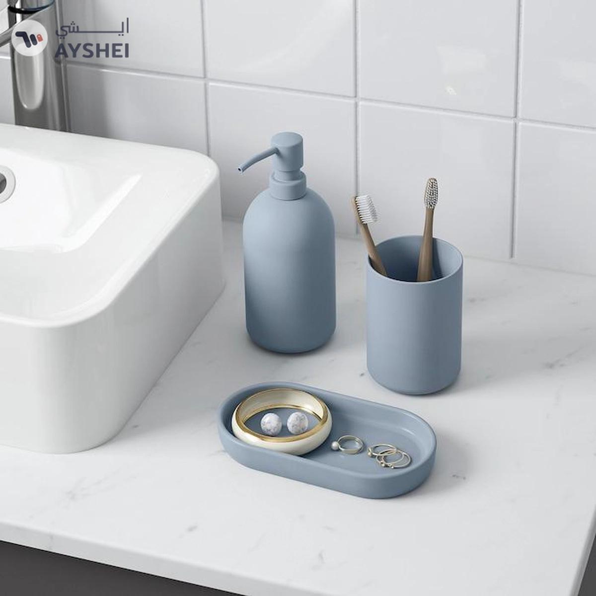 GANSJÖN 3-piece bathroom set, light grey-blue-1-portrait