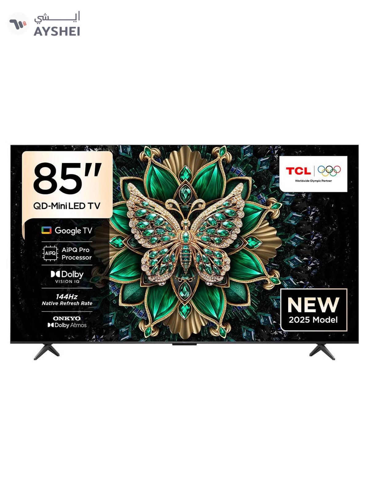 TCL 85 Inch Smart TV 4K QD-Mini LED Colorful Quantum Crystal HDR 10+ Gaming Google TV, 144Hz Native Refresh Rate, ONKYO 2.1 Hi-Fi, Dolby Atmos, AI Mode, Game Master (2025 Model), 2 Year Warranty, 85C6K Black-0-portrait