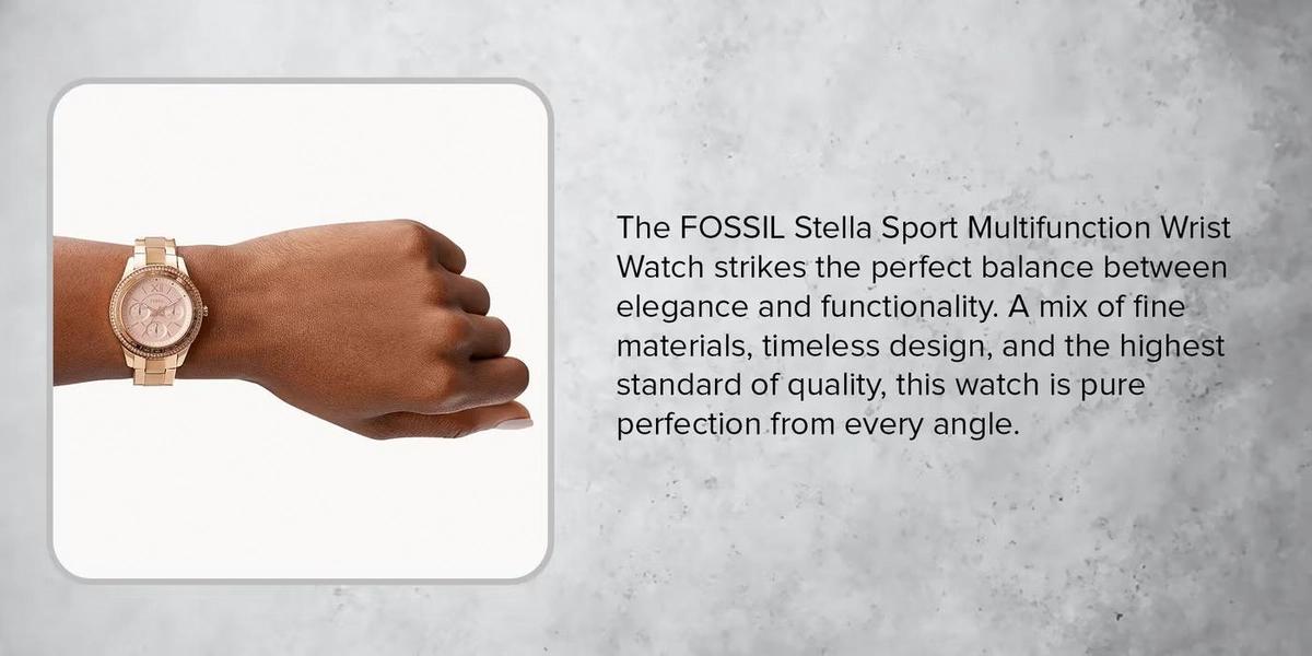 Fossil Women's Stella Sport Multifunction Round Shape Stainless Steel Analog Wrist Watch ES5106 - 37 mm - Rose Gold-3-3