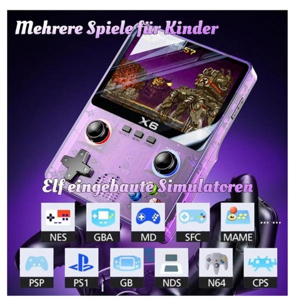 X6 HD Handheld Game Console - Portable Retro Gaming Console, Mini X6 Handheld with 32GB Storage, Built-In Classic Games, Long Battery Life, Perfect for On-the-Go Entertainment (White)