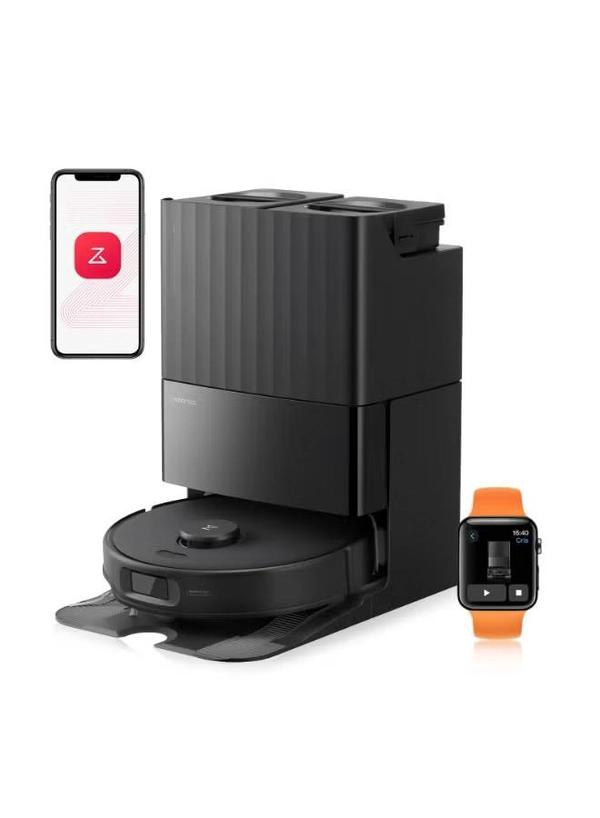 Eufy X10 Pro Omni Robot Vacuum and Mop with 8,000 Pa Suction, Dual Mops with 12 mm Auto-Lift and Carpet Detection, AI Obstacle Avoidance, Auto Mop Washing, Self-Drying, Self-Emptying, Self-Refilling 20 W T2351 black