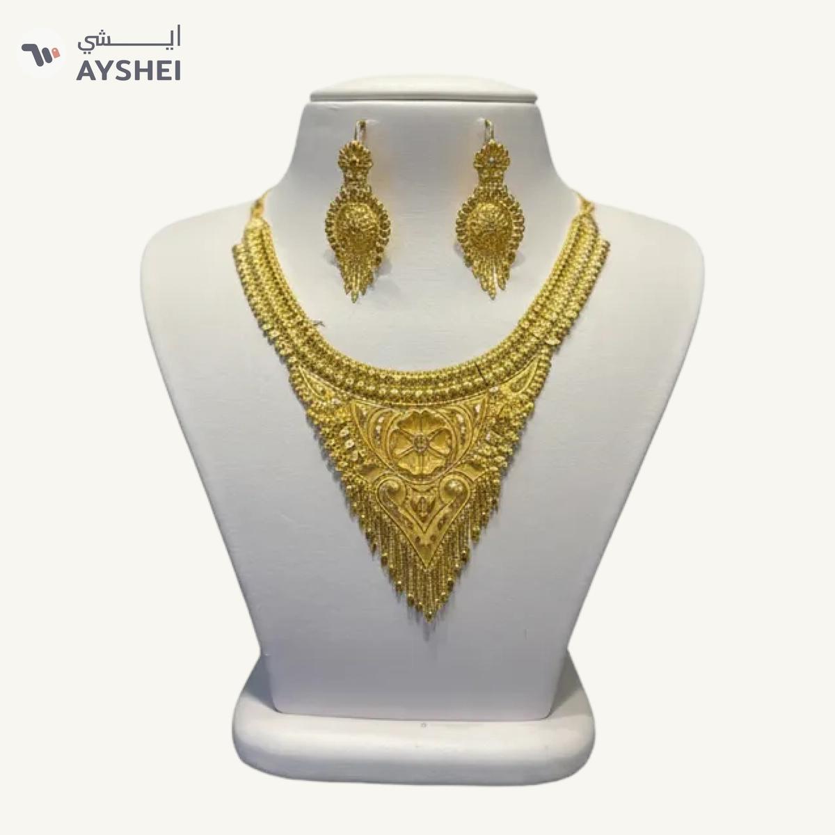 22K Gold Necklace & Earrings Set (Full Set 28.16g) — Ayshei Auction-0-portrait