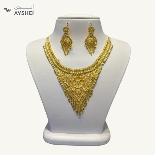 22K Gold Necklace & Earrings Set (Full Set 28.16g) — Ayshei Auction