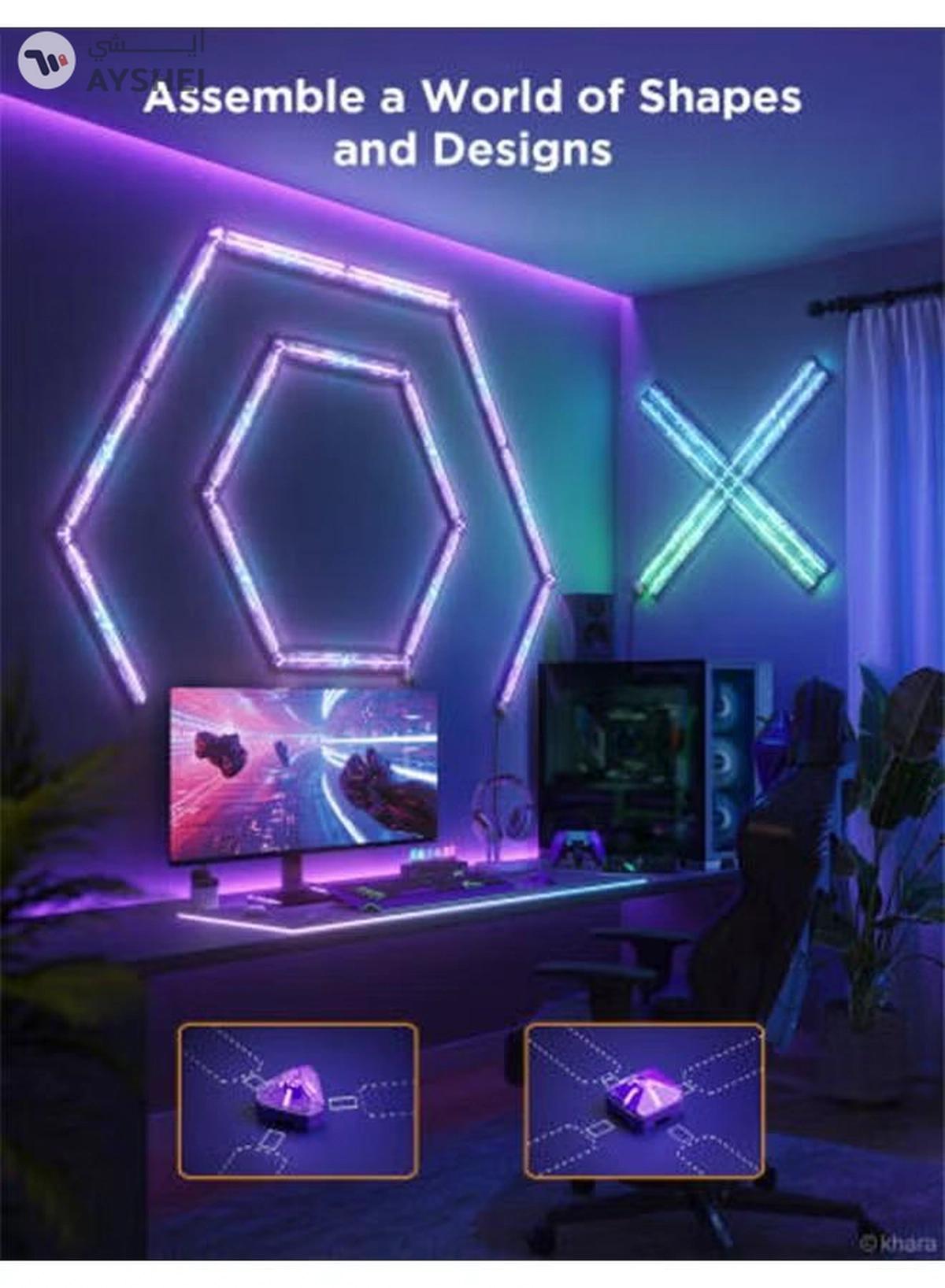 Govee X Evangelion Gaming Wall Light, RGBIC Color Support, 12 Light Sections & 8 Connectors, High-Level DIY Customization, Sci-fi-like Smart Control Features, Wi-Fi + Bluetooth Connectivity | H6063-6-6
