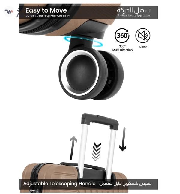 Para John Circles Series Set of 3 Luggage | Lightweight Small 10KG, Medium 20KG & Large 30KG ABS 4 Wheels Trolley Hardsided Travel Suitcase - Gold