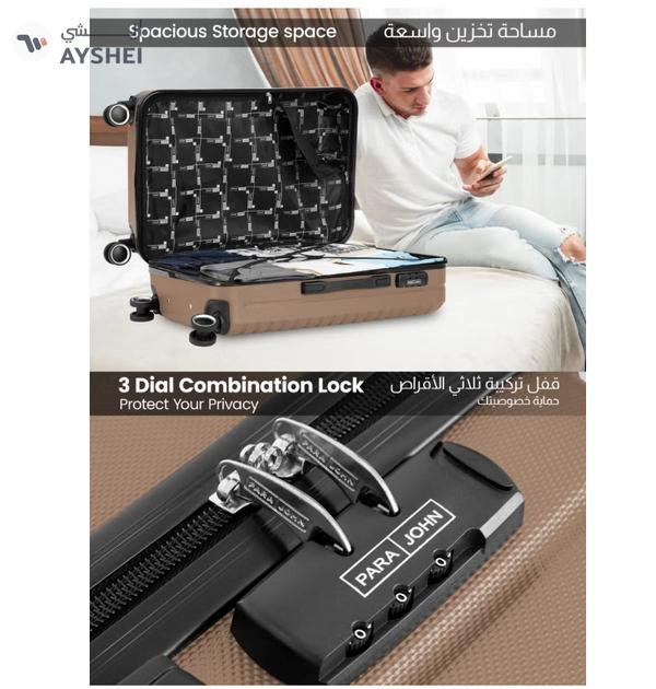 Para John Circles Series Set of 3 Luggage | Lightweight Small 10KG, Medium 20KG & Large 30KG ABS 4 Wheels Trolley Hardsided Travel Suitcase - Gold