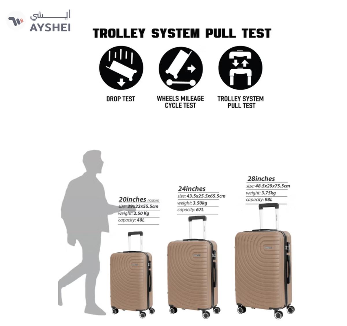 Para John Circles Series Set of 3 Luggage | Lightweight Small 10KG, Medium 20KG & Large 30KG ABS 4 Wheels Trolley Hardsided Travel Suitcase - Gold-0-landscape