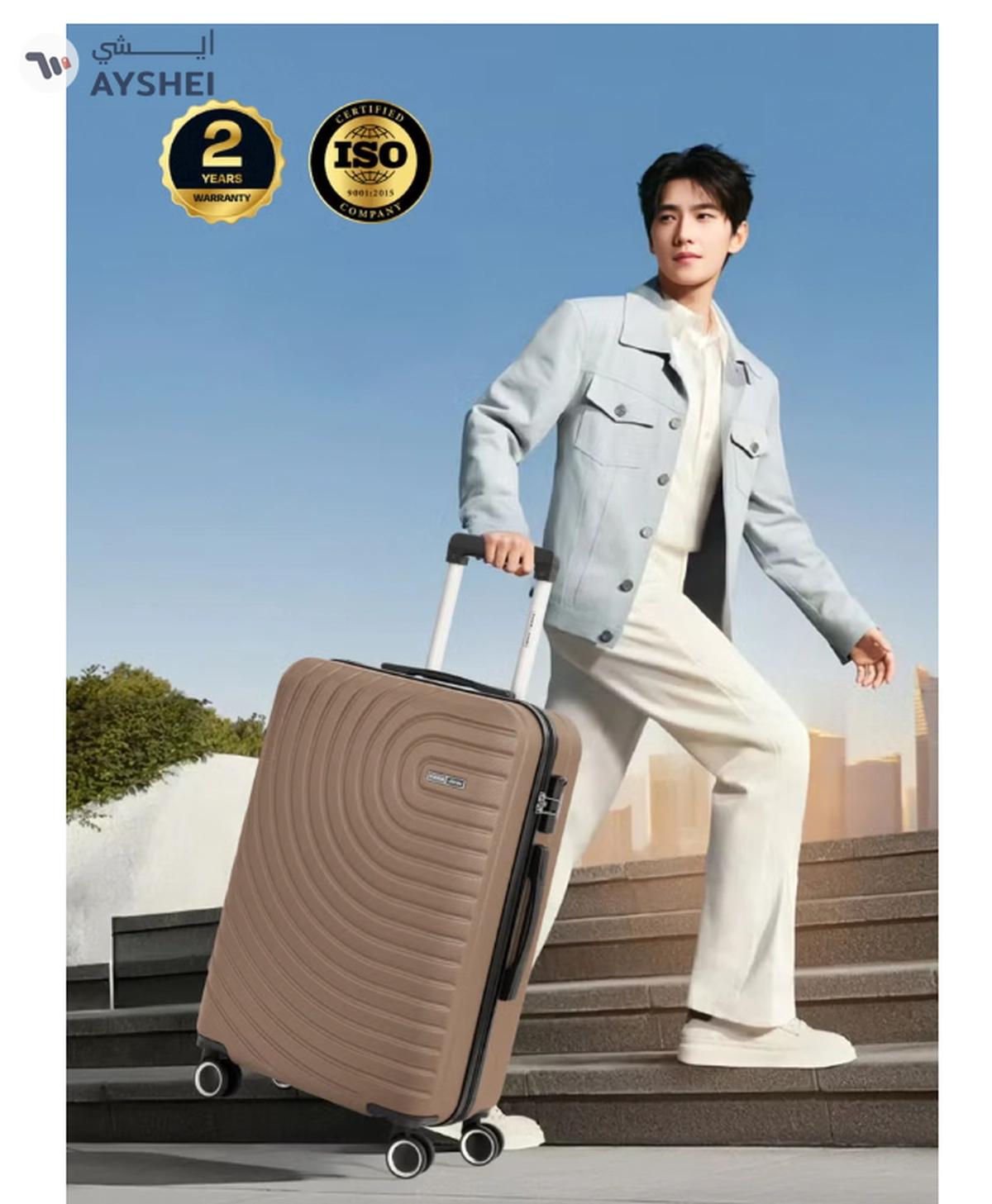 Para John Circles Series Set of 3 Luggage | Lightweight Small 10KG, Medium 20KG & Large 30KG ABS 4 Wheels Trolley Hardsided Travel Suitcase - Gold-5-5