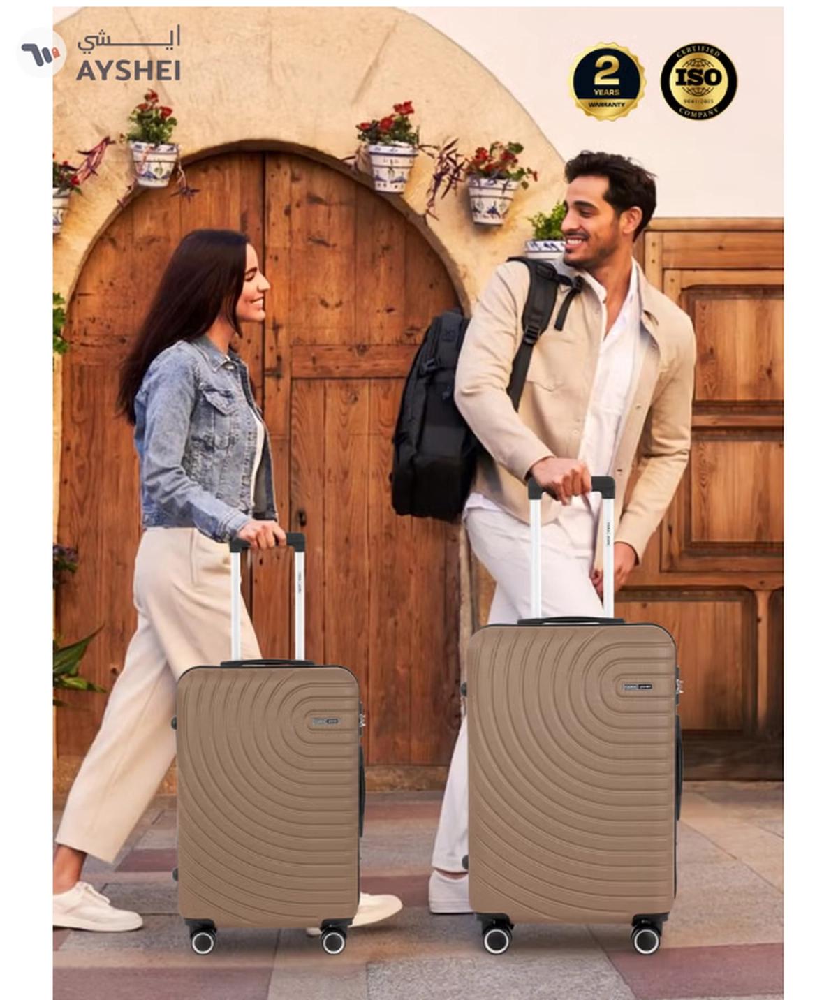 Para John Circles Series Set of 3 Luggage | Lightweight Small 10KG, Medium 20KG & Large 30KG ABS 4 Wheels Trolley Hardsided Travel Suitcase - Gold-6-6