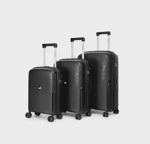 British Tourister 3 Piece Polypropylene Hard Side Spinner Luggage Trolley Set 20/24/28 Inch - Black