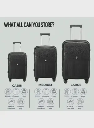 British Tourister 3 Piece Polypropylene Hard Side Spinner Luggage Trolley Set 20/24/28 Inch - Black