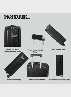 British Tourister 3 Piece Polypropylene Hard Side Spinner Luggage Trolley Set 20/24/28 Inch - Black