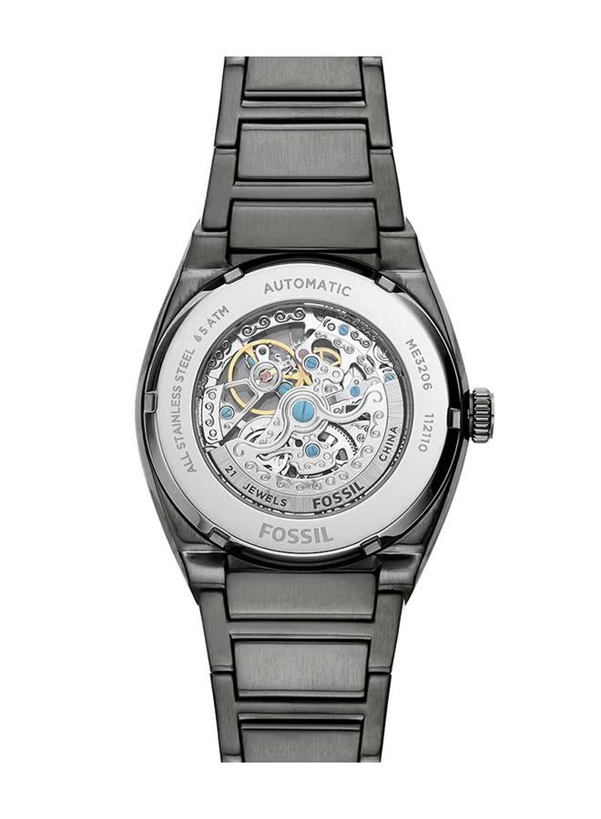 Fossil Men's Everett Round Shape Stainless Steel Automatic Wrist Watch ME3206 - 42 mm - Grey-4-4