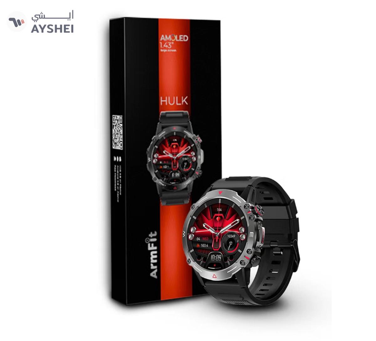 ARMFIT Hulk Smartwatch For Men, AMOLED Always On Display Bluetooth Calling Waterproof Fitness Watches Compatible With Android iOS Black-0-landscape