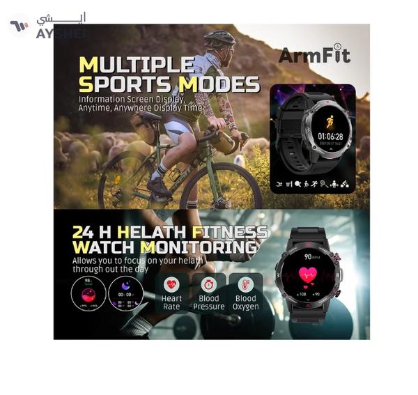 ARMFIT Hulk Smartwatch For Men, AMOLED Always On Display Bluetooth Calling Waterproof Fitness Watches Compatible With Android iOS Black