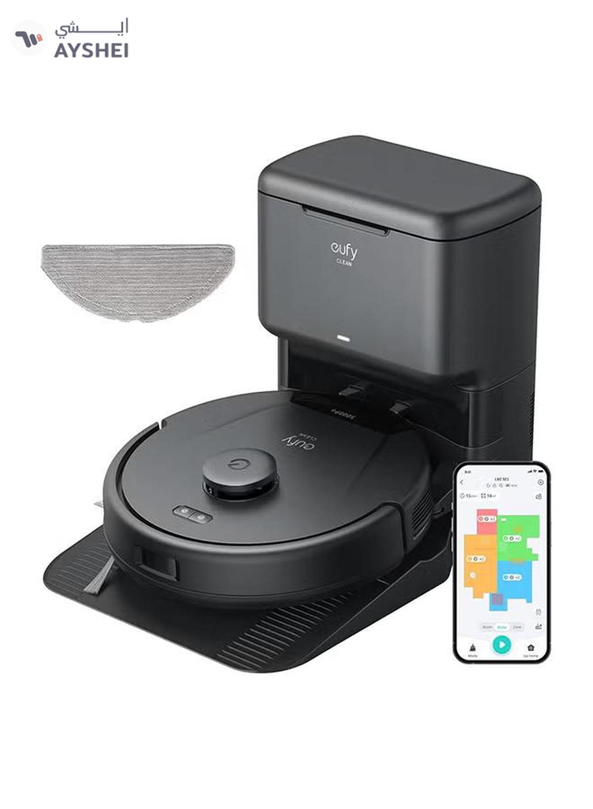 Eufy L60 Hybrid Robot Vacuum With Self Empty Station, Hair Detangling Technology, Up To 60 Days Of Hands Free Cleaning, Ultra Strong 5,000 Pa Suction To Remove Hair, Dust, Mop Pad 50 W T2278V11 Black-0-portrait