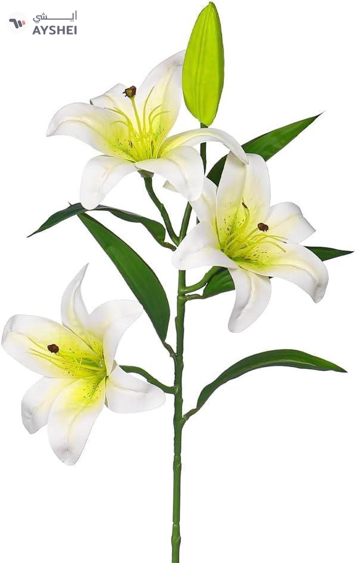 YATAI Artificial Lily Flowers, Long-lasting & Maintenance-Free Fake Flowers, Real Touch Lifelike Silk Lily Flower with Realistic Green Leaves, Faux Flower Arrangements for Home Office Wedding Decor-2-2