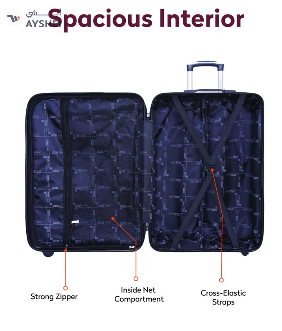 PARAJOHN Hard Case Luggage Trolley for Unisex ABS Lightweight Travel Bag 4 Double Wheeled Suitcase-4-4