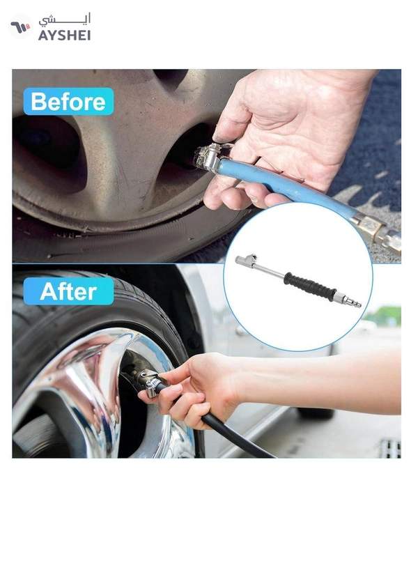 ABBASALI ATH 250mm Portable Automotive Car Straight Shank Dual Head Tyre(TIRE) Air Chuck Inflator