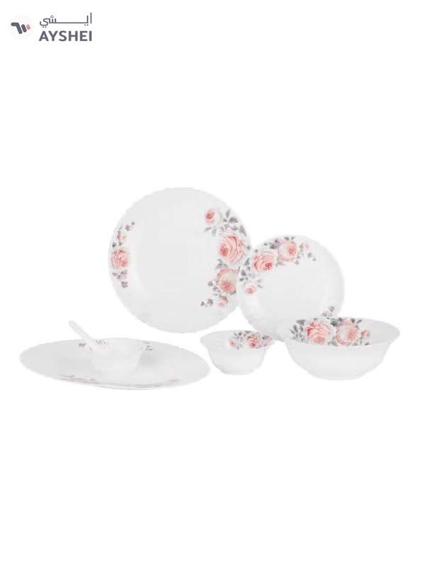 Delcasa Peace Rose 33 Piece Opalware Dinner Set- DC3708/ Includes Oval Plate, Dinner and Flat Plates, Salad Bowls and Soup Spoons