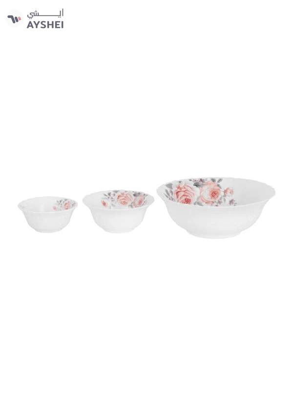 Delcasa Peace Rose 33 Piece Opalware Dinner Set- DC3708/ Includes Oval Plate, Dinner and Flat Plates, Salad Bowls and Soup Spoons