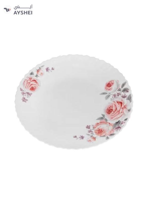 Delcasa Peace Rose 33 Piece Opalware Dinner Set- DC3708/ Includes Oval Plate, Dinner and Flat Plates, Salad Bowls and Soup Spoons