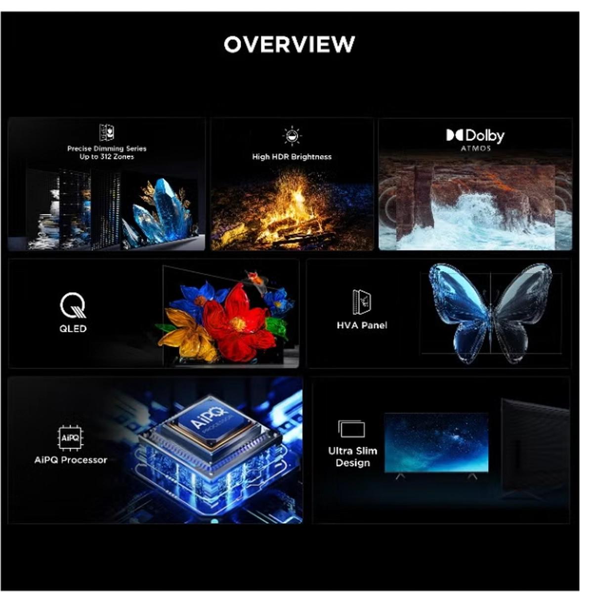 TCL Television 75 Inch Smart TV 4K QD-Mini LED Colorful Quantum Crystal HDR 10+ Gaming Google TV, 144Hz Native Refresh Rate, ONKYO 2.1 Hi-Fi, Dolby Atmos, AI Mode, (2025 Model) 75C6K Black-2-2