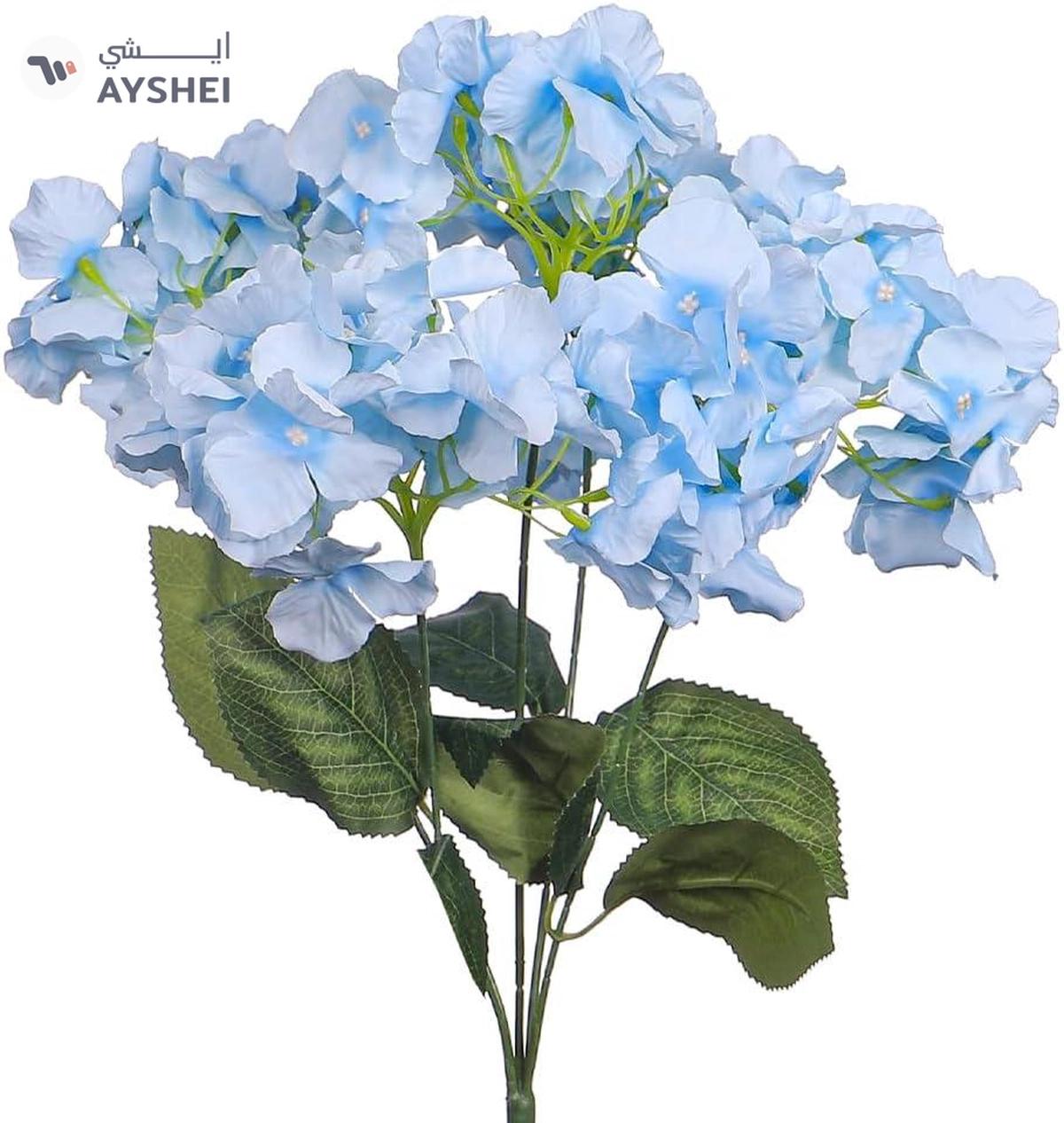Yatai 2pcs Artificial Silk Blue Hydrangea Flower 45 cm with Leaves-1-1