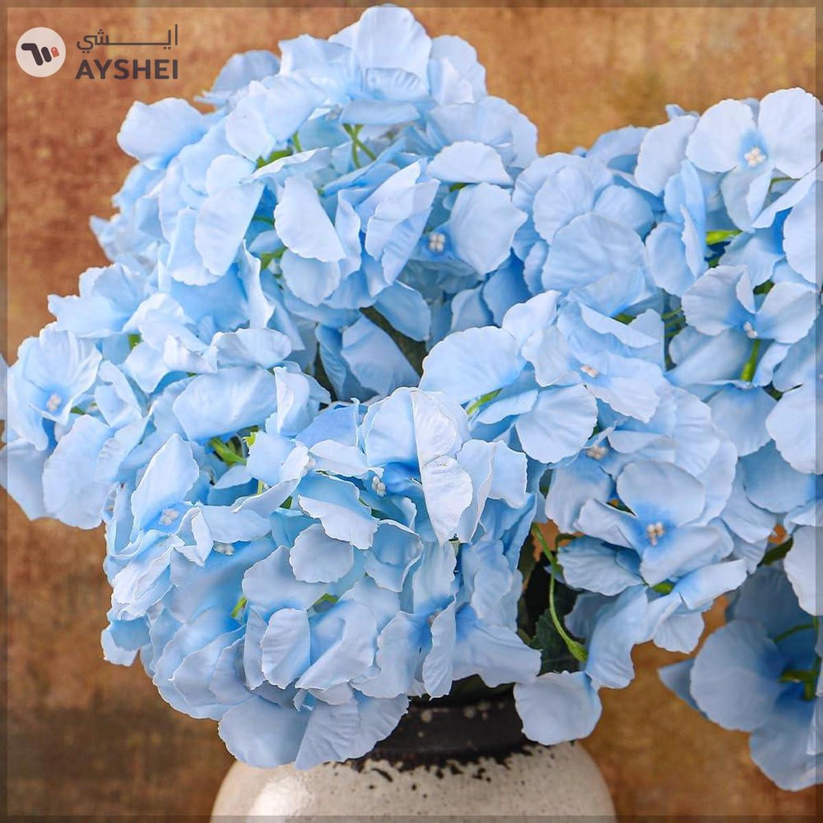 Yatai 2pcs Artificial Silk Blue Hydrangea Flower 45 cm with Leaves-3-3