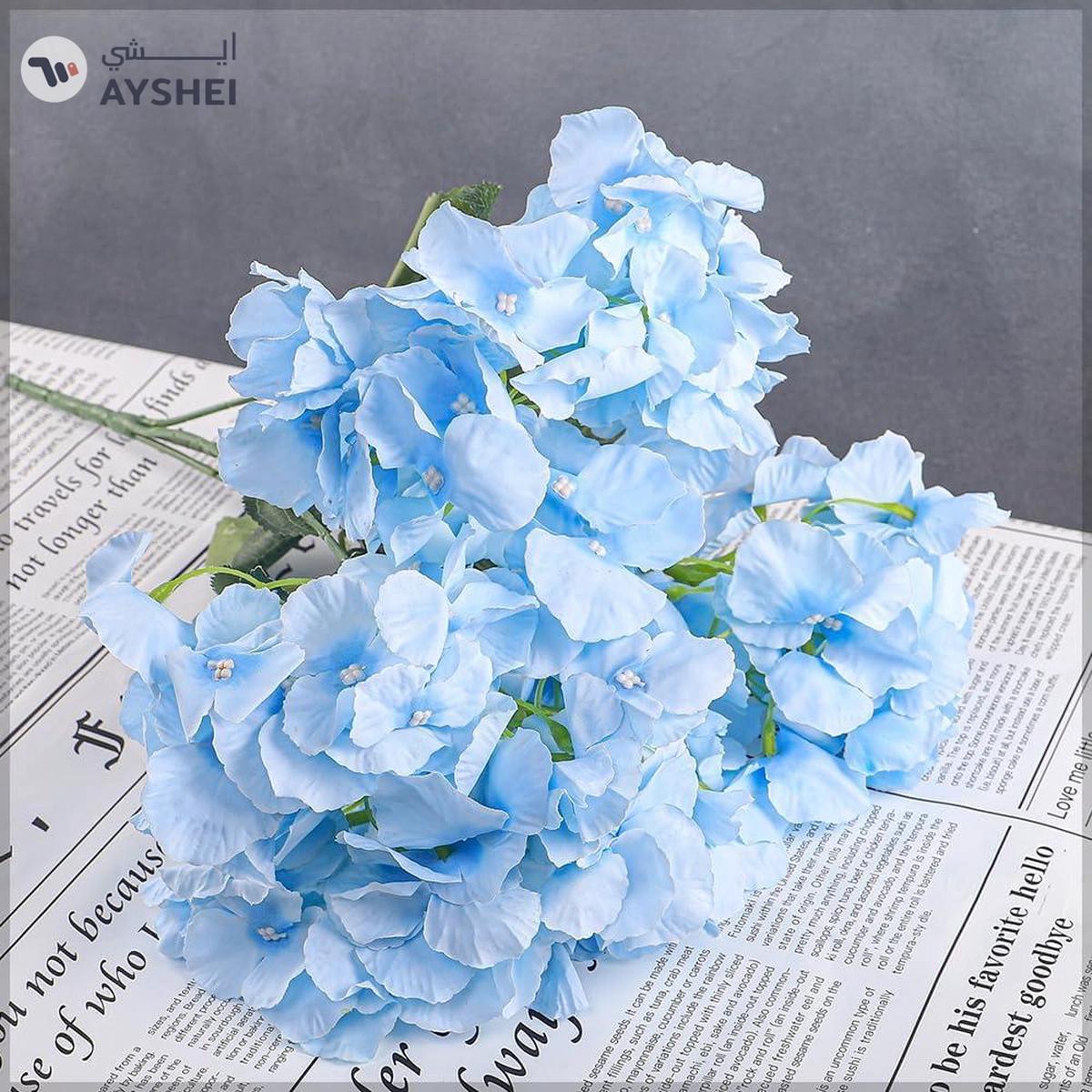 Yatai 2pcs Artificial Silk Blue Hydrangea Flower 45 cm with Leaves-5-5
