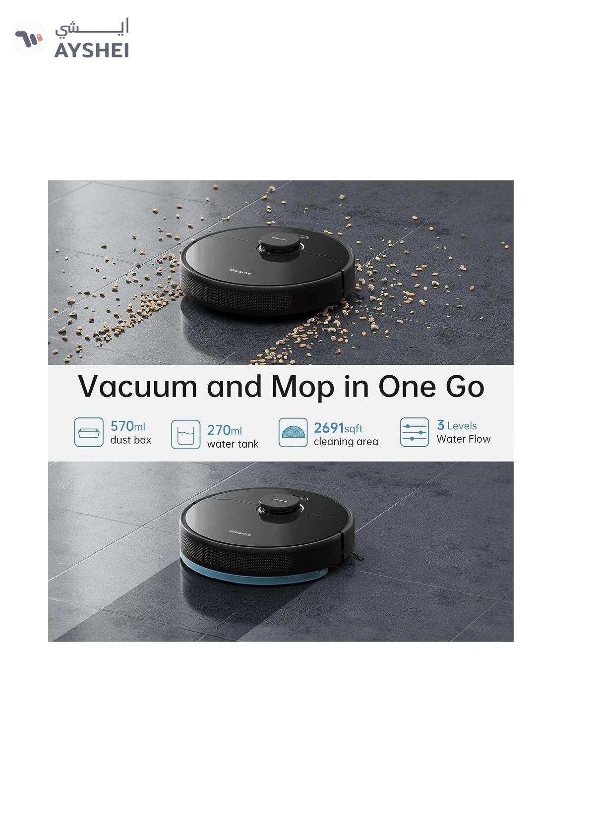 Dreame D9 Max Robot Vacuum Cleaner and Mop, 4000Pa Strong Suction, Vacuum Robot Sweep and Mop 2-in-1, 150min Runtime, Multi-floor Mapping, Lidar Navigation, Alexa/App/WIFI Control-1-portrait