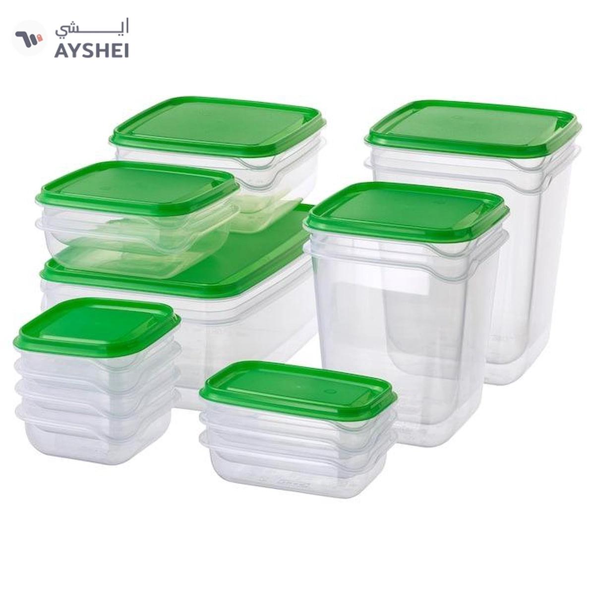 IKEA PRUTA Food Container Set of 17, Transparent/Green-0-0