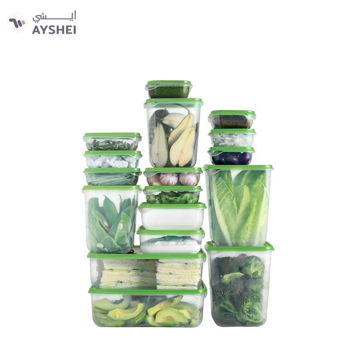 IKEA PRUTA Food Container Set of 17, Transparent/Green-5-5