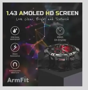 ARMFIT Hulk Smartwatch For Men, AMOLED Always On Display Bluetooth Calling Waterproof Fitness Watches Compatible With Android iOS Black