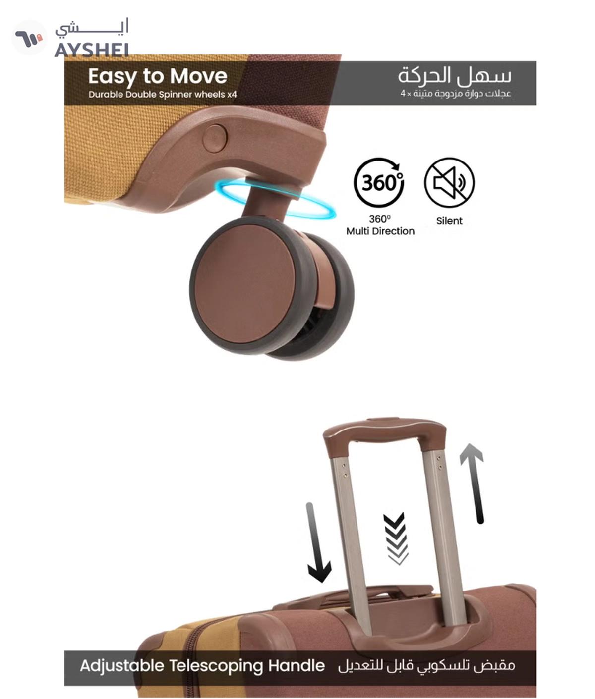 PARAJOHN Retro 3-Piece Canvas Luggage Set | 20/24/28 Inch Suitcases | 4-Wheel 360° Spinner Trolley | Travel Hard Case Set Brown-4-4