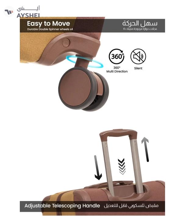 PARAJOHN Retro 3-Piece Canvas Luggage Set | 20/24/28 Inch Suitcases | 4-Wheel 360° Spinner Trolley | Travel Hard Case Set Brown