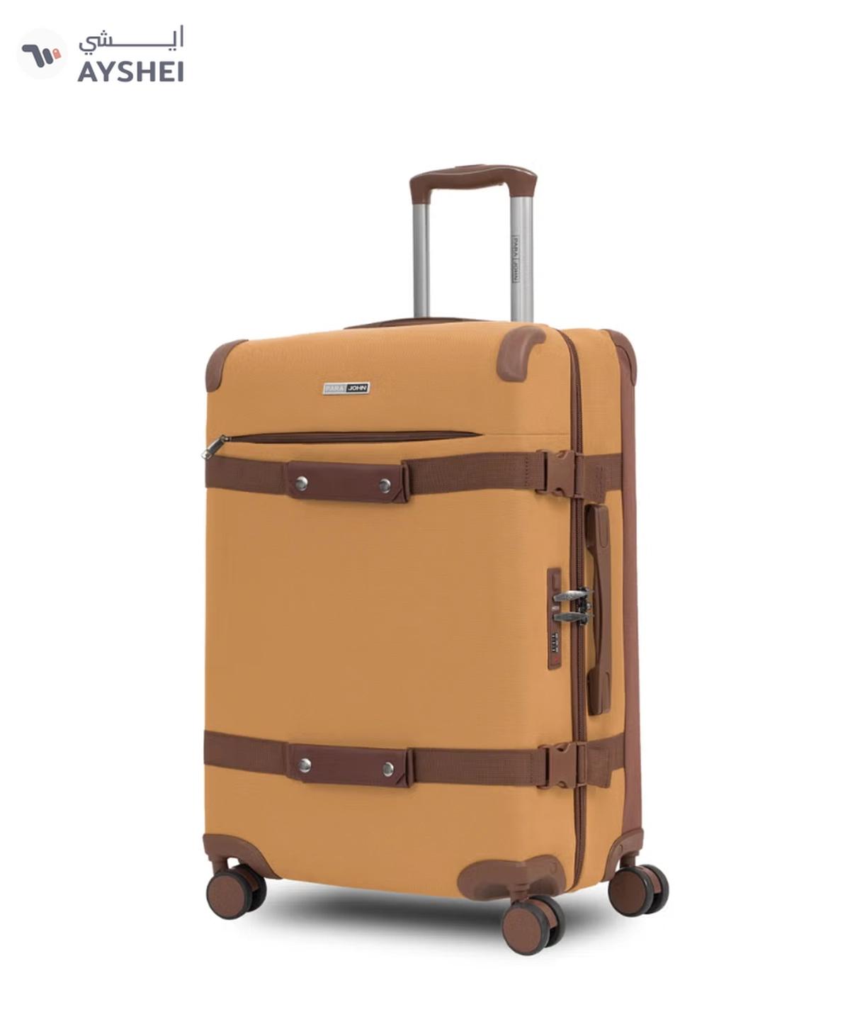 PARAJOHN Retro 3-Piece Canvas Luggage Set | 20/24/28 Inch Suitcases | 4-Wheel 360° Spinner Trolley | Travel Hard Case Set Brown-3-3