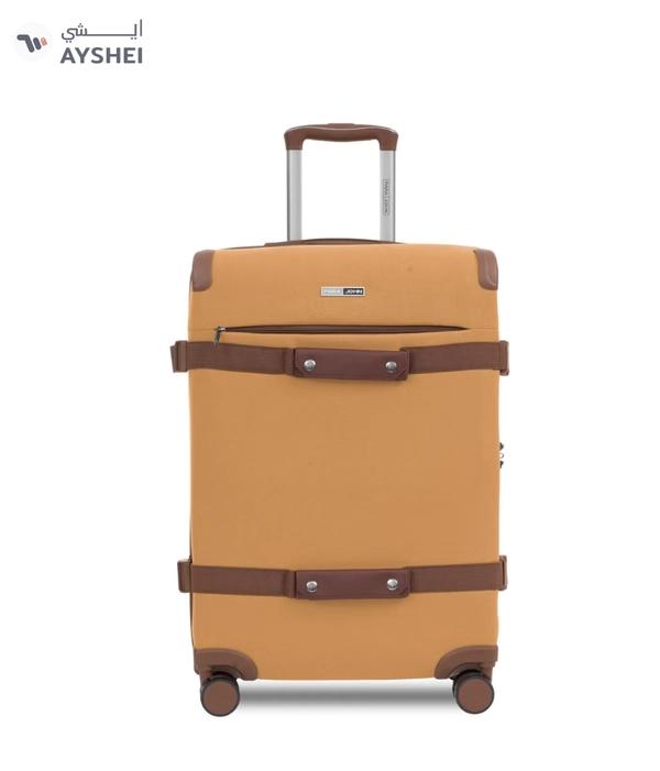 PARAJOHN Retro 3-Piece Canvas Luggage Set | 20/24/28 Inch Suitcases | 4-Wheel 360° Spinner Trolley | Travel Hard Case Set Brown